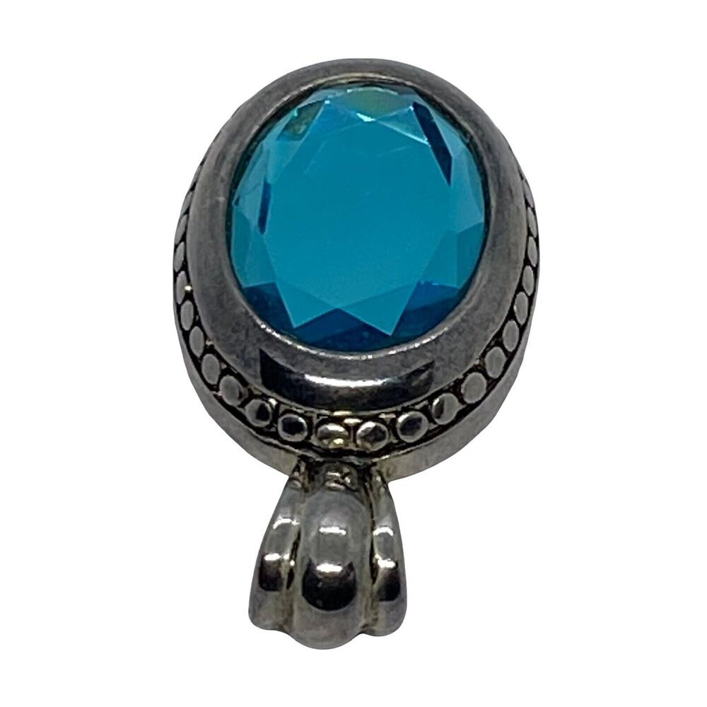 Fashion 2" Silver Metal Pendant Faceted Aquamarine Glass Stone Loop Women Gift - Picture 4 of 12